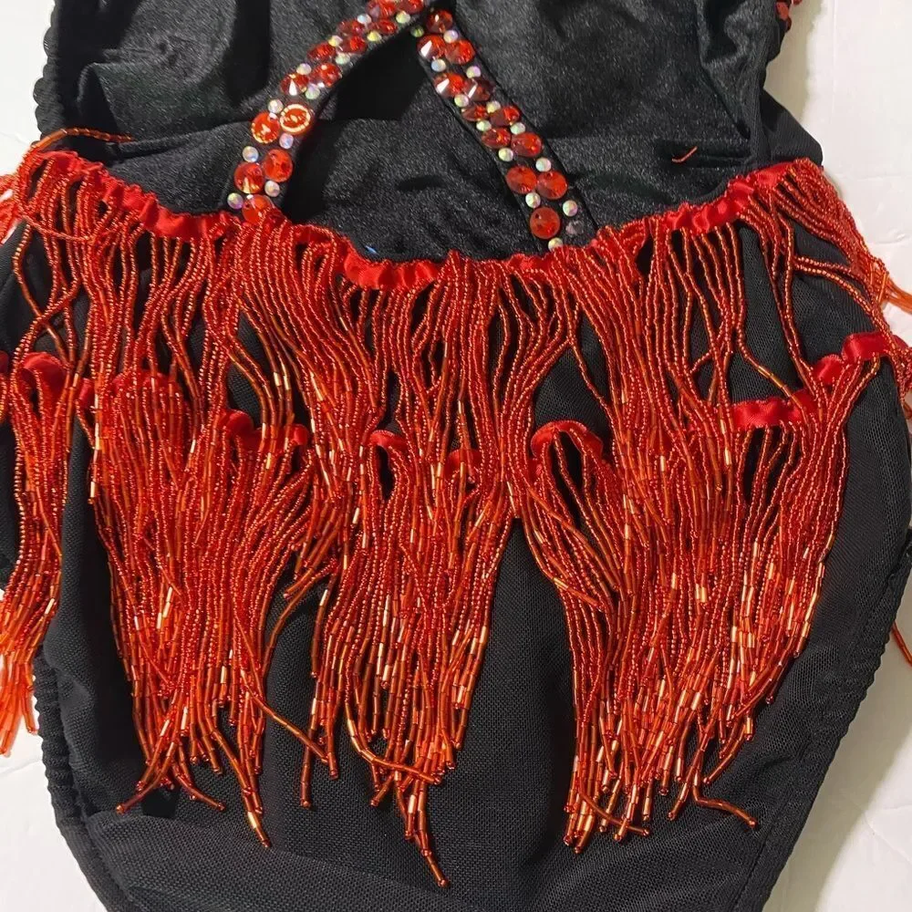 Rare Glamour competition solo dance costume red black jazz contemporary SA adult